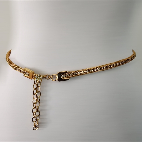 Vintage Gold Mesh Belt with Rhinestones - Picture 3 of 15